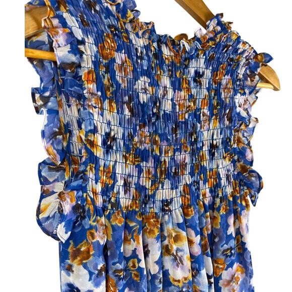 Misa Los Angles Alia Smocked Dress in Blue Pansy Size‎ XS - Picture 11 of 12